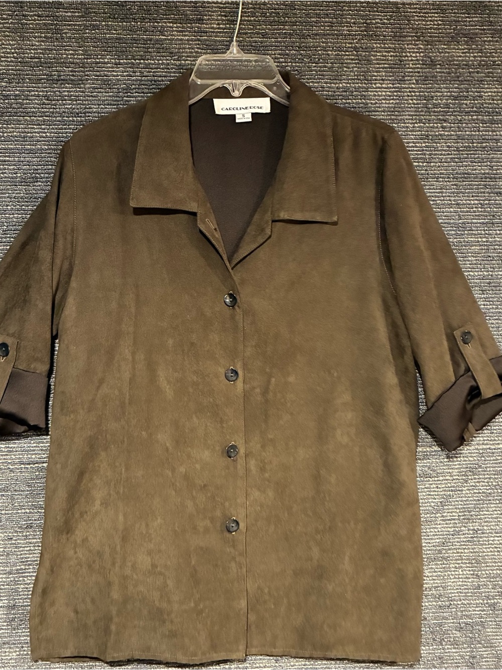Caroline Rose Women's Faux Suede Button-Front Shacket Size Small